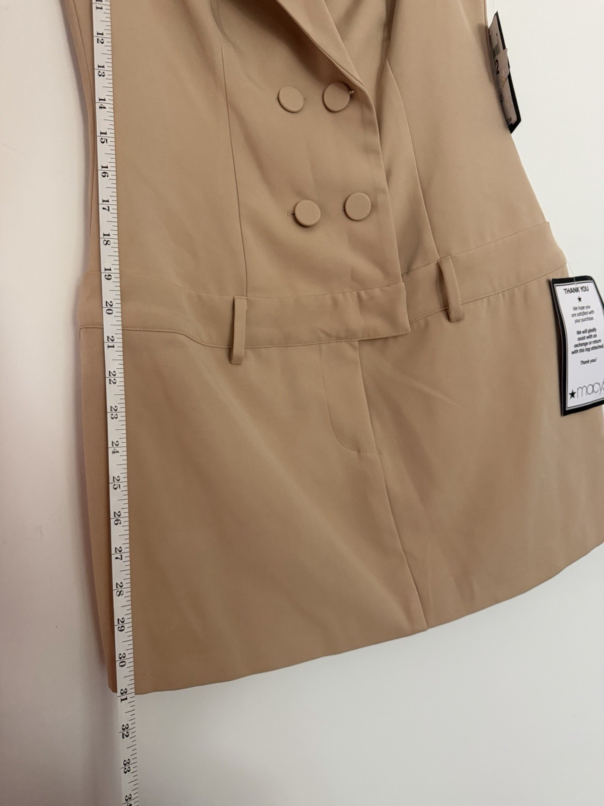 Seni & Cade Elegant Beige Vest Blazer Dress Office Career Chic Mini Dress size M