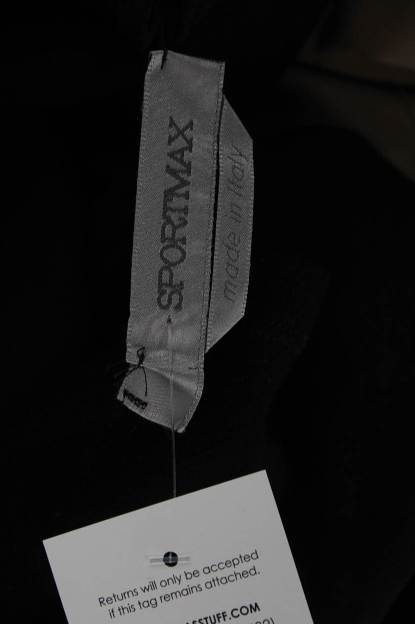 Sportmax Women Bodycon Sheath Long Sleeve Black Wool Dress Crew Neck Size S