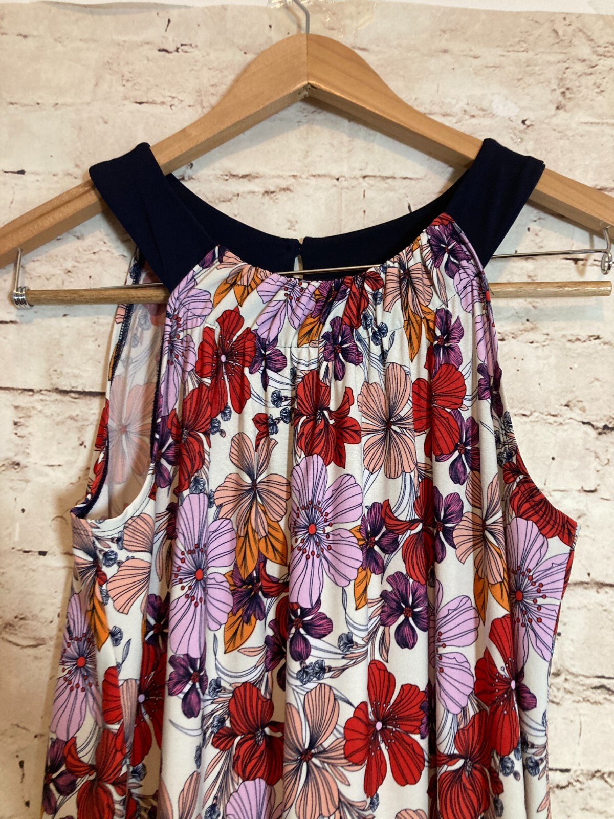 Enfocus Studio Halter Dress Womens 4 Pink & Purple Floral Flowy Stretch