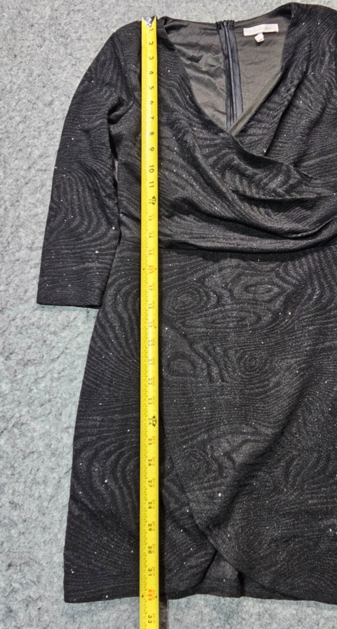 Mujer Moderna black bodycon style lined dress women size Medium 1/2 sleeve