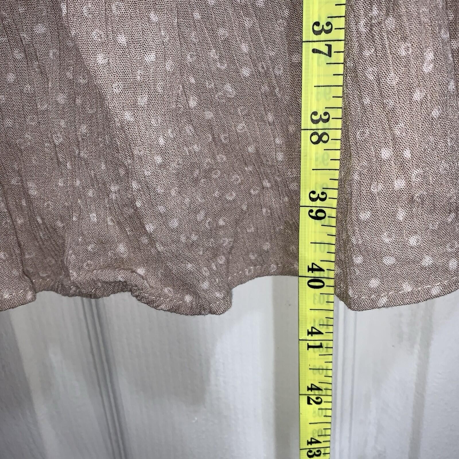 NLT Smocked Midi Dress WomensMedium Tan Polka Dot Square Neck Long Sleeve ND7263