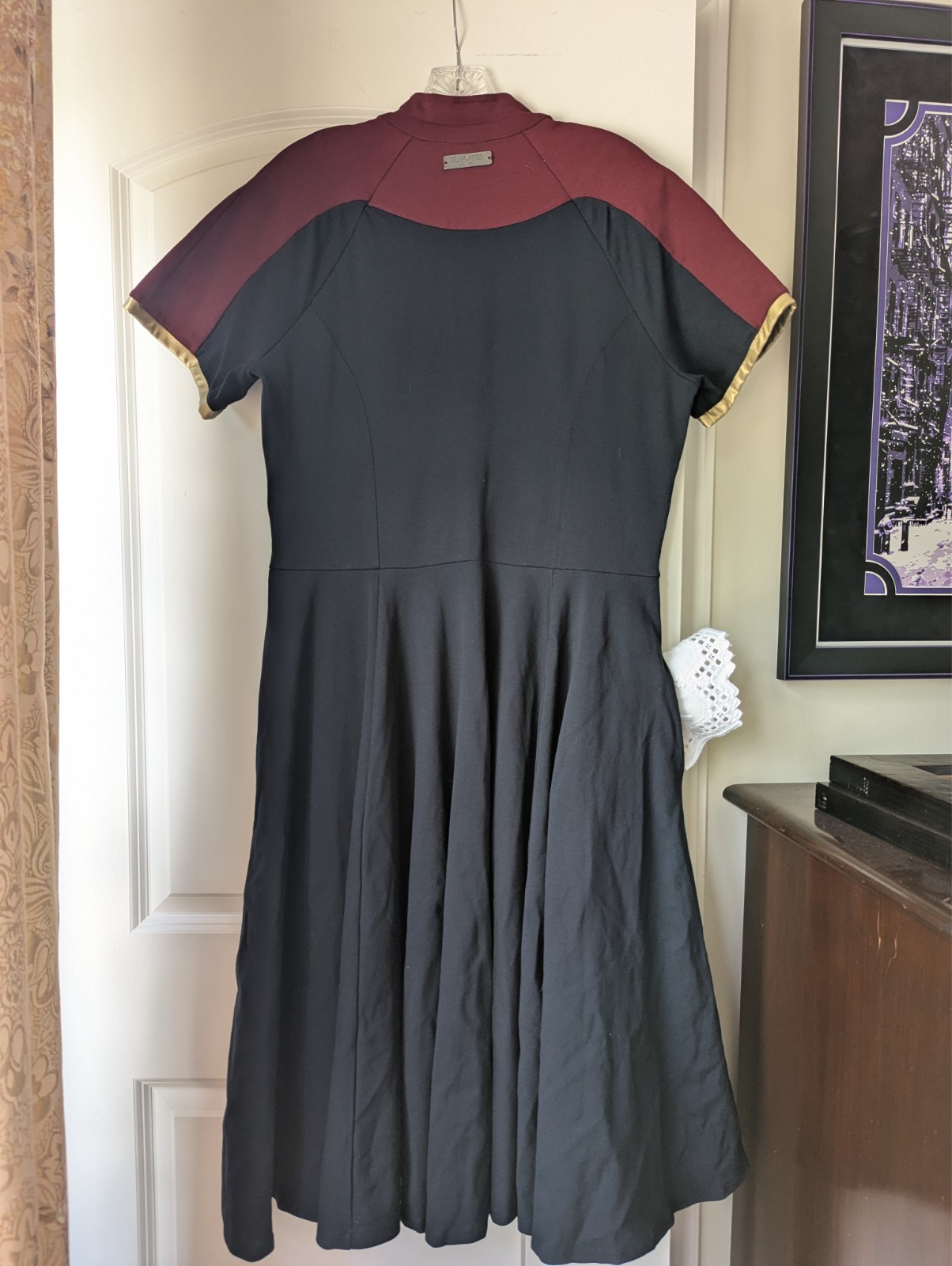 XL Elhoffer Design Marvelous Corps Dress gold navy burgundy pockets