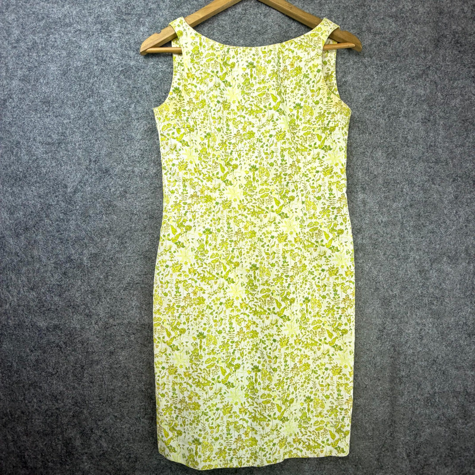Womens Sheath Dress S Green Floral 60s Mod Lemon Garden Party Soft Retro Hippie