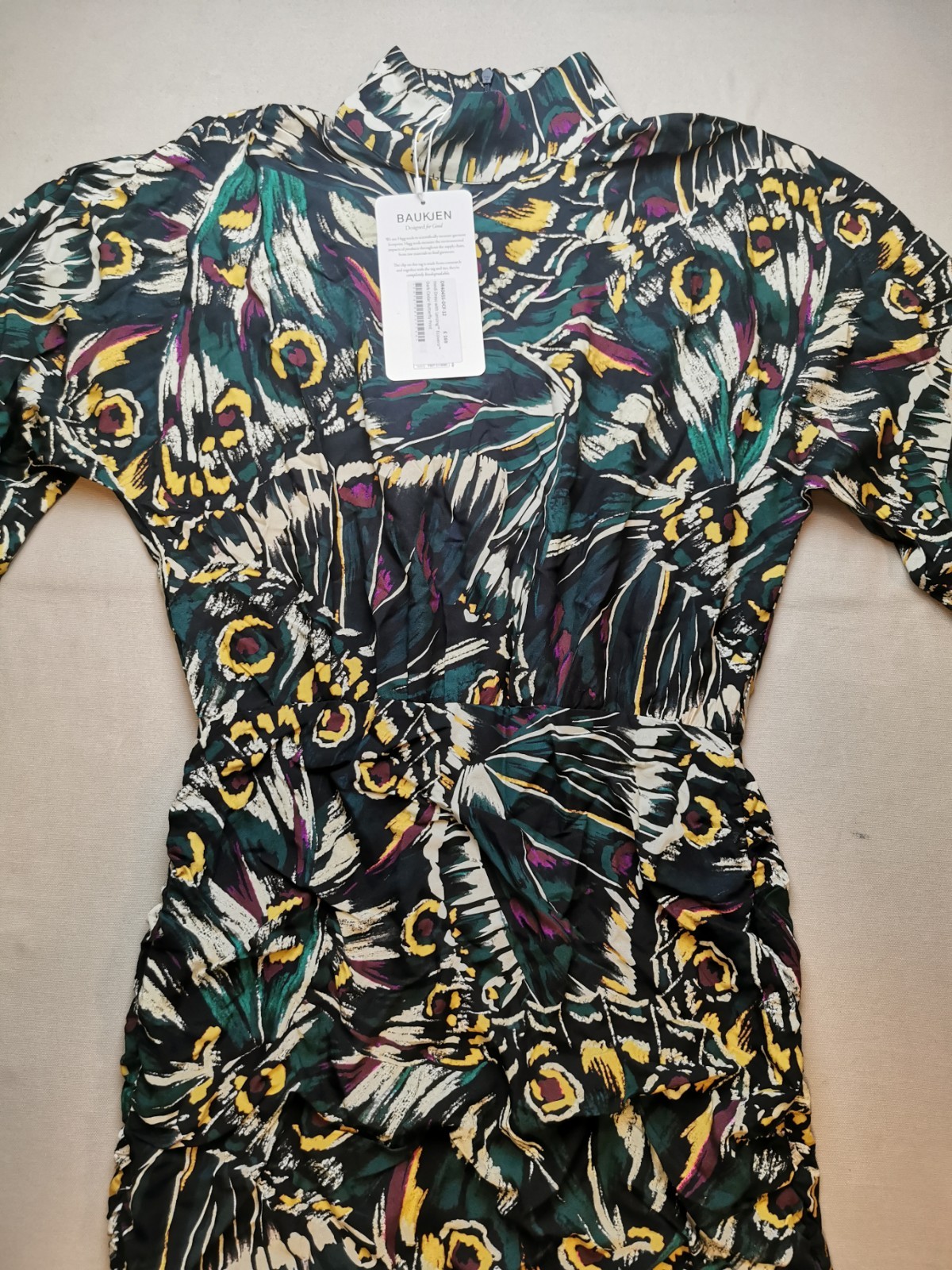 BAUKJEN Womens Size 12 Heidi Lenzing Ecovero Dress (BNWT) Dark Cedar Butterfly