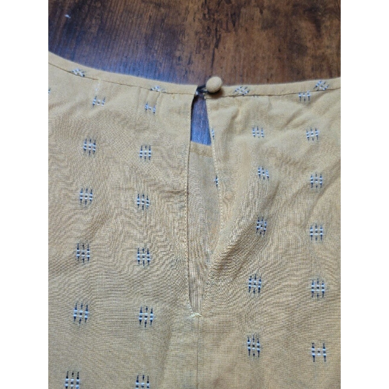 SUNDANCE | Mustard Grey Embroidered Sequin Lined Boho Scalloped Pocket Dress | L