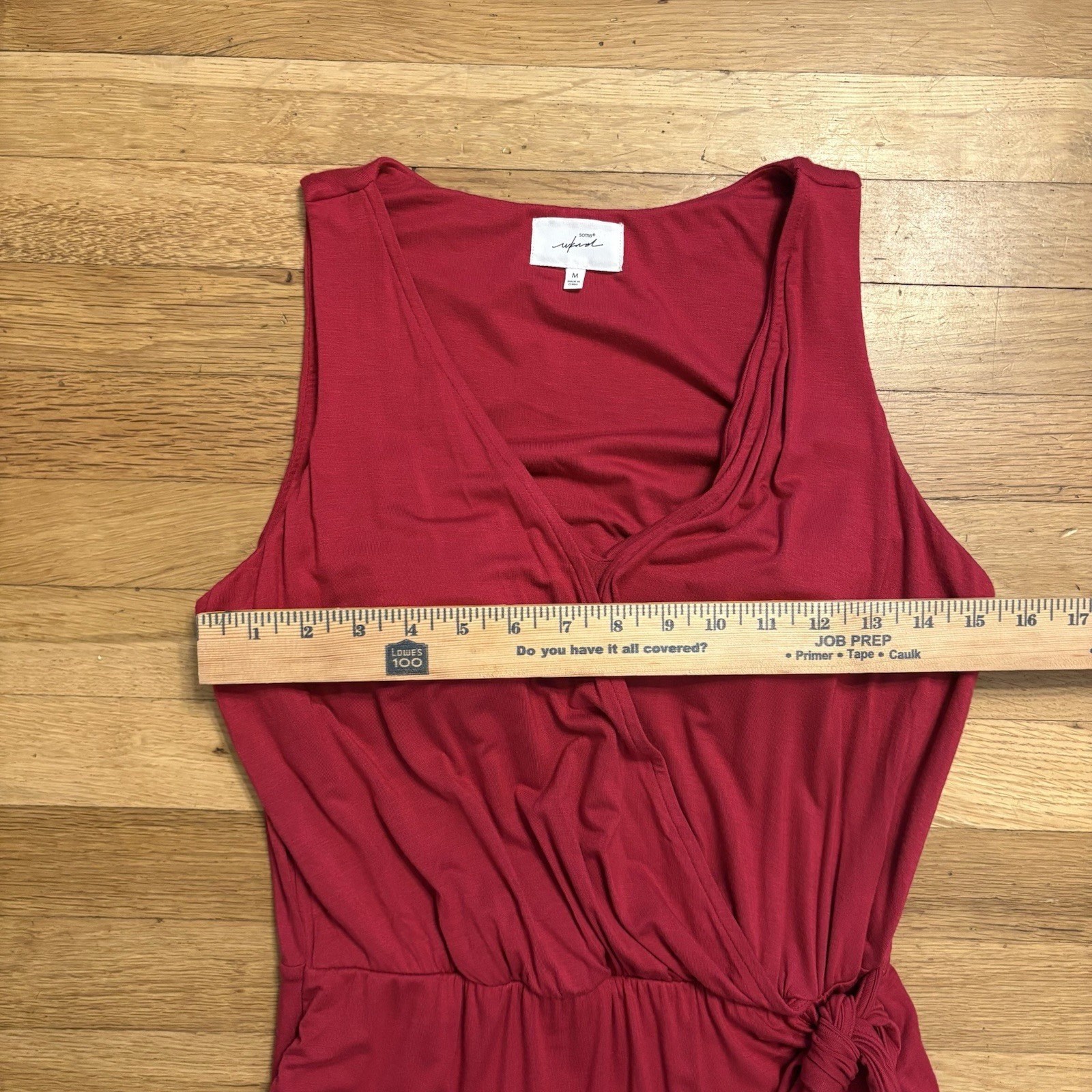 Soma Wknd Faux Wrap Dress Raspberry Red Sleeveless Built In Bra Size M