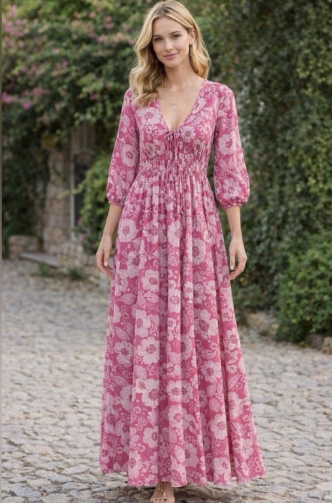 JUICY COUTURE Women’s Floral Pink Maxi Dress Sz 2 / Small