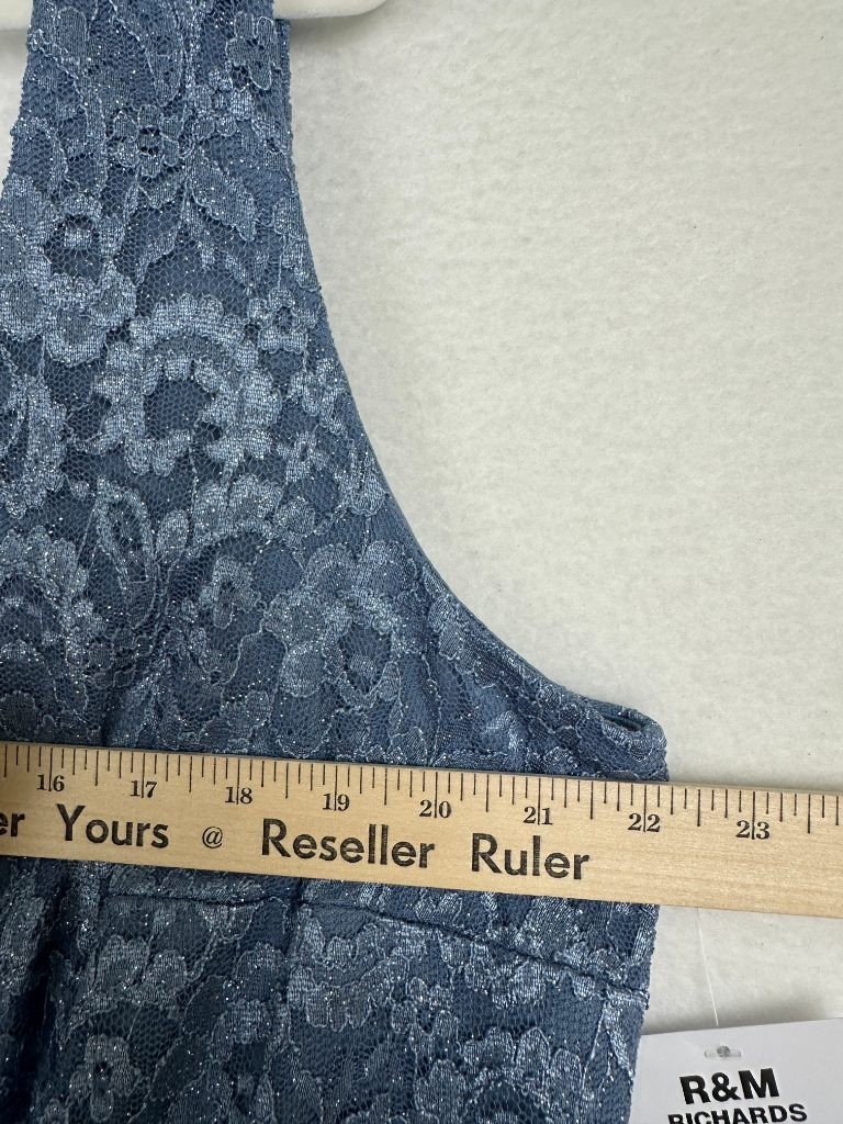 R&M Richards Gown Jacket Set Size 16 Blue Glitter Lace Mother of the Bride