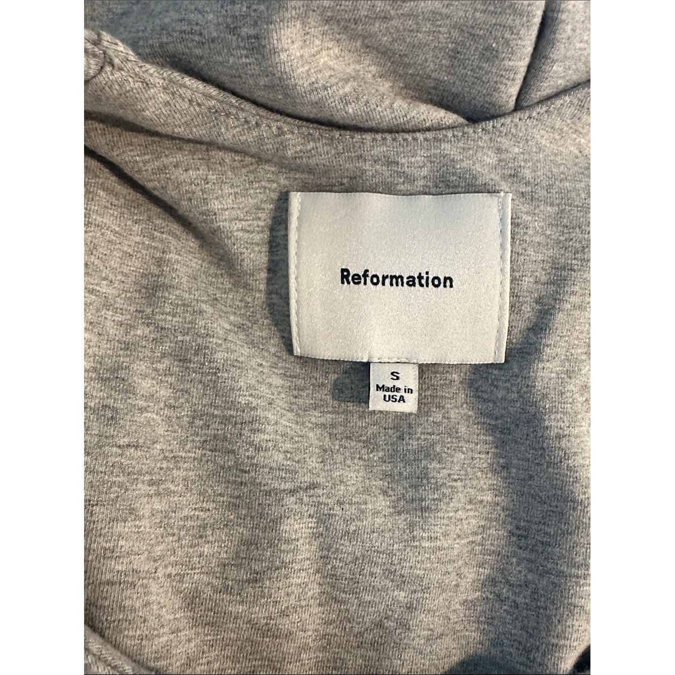 Reformation Bijou Grey Stretch Knit Racerback Midi Dress Minimalist Bodycon New!
