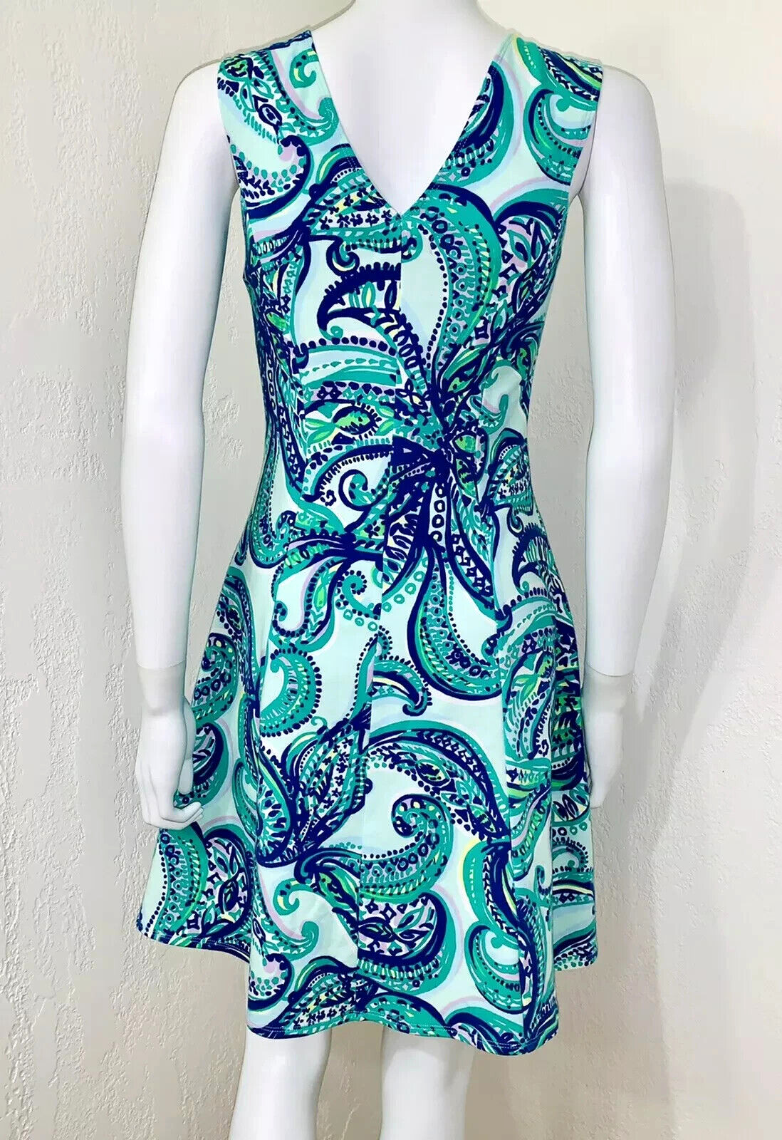 Lilly Pulitzer Dahlia Poolside Blue Keep It Current Terry Fit Flare Dress M
