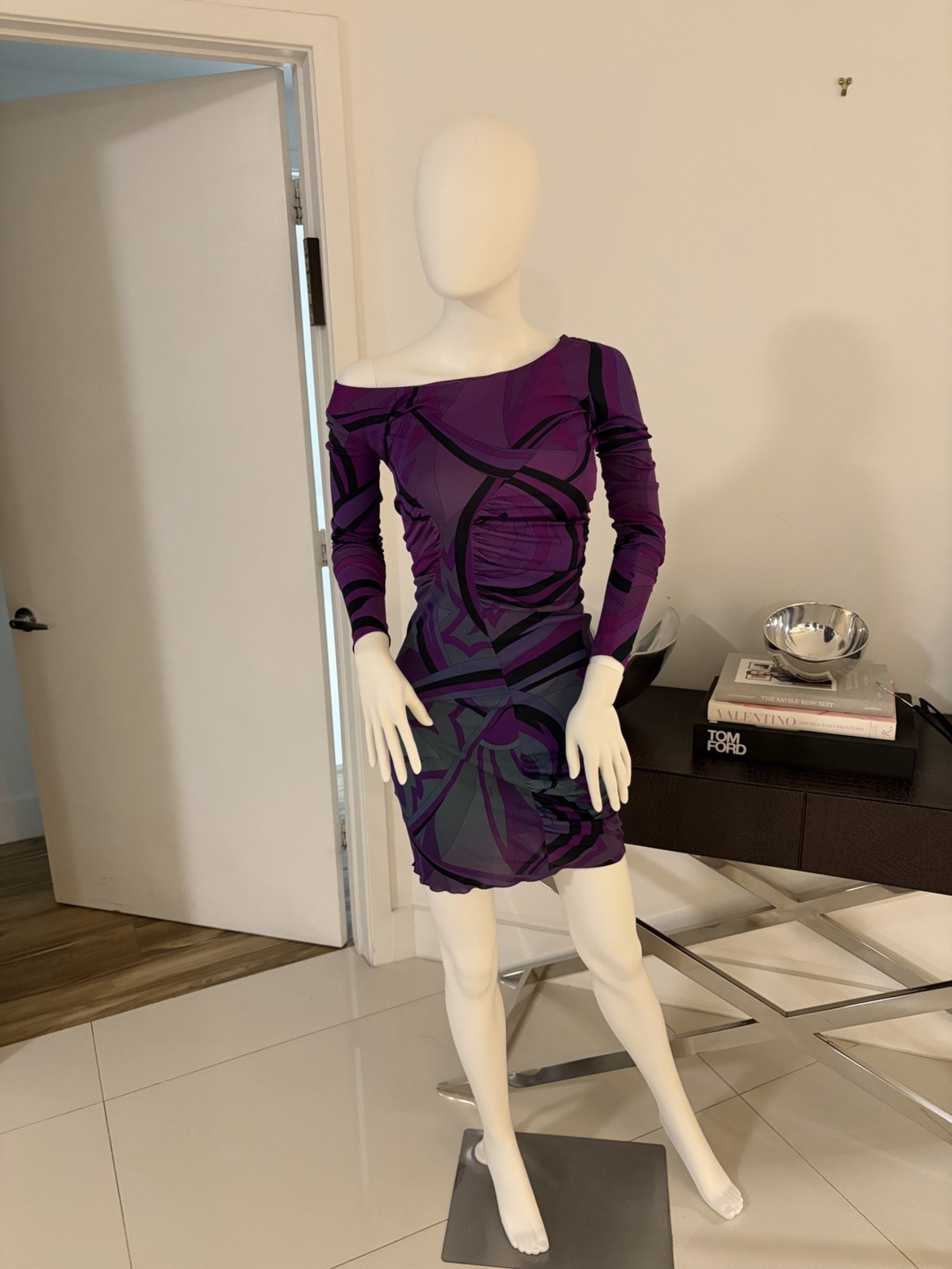 Emilio Pucci Dress IT 36 US 4 Purple Print Silk Jersey $1295.00