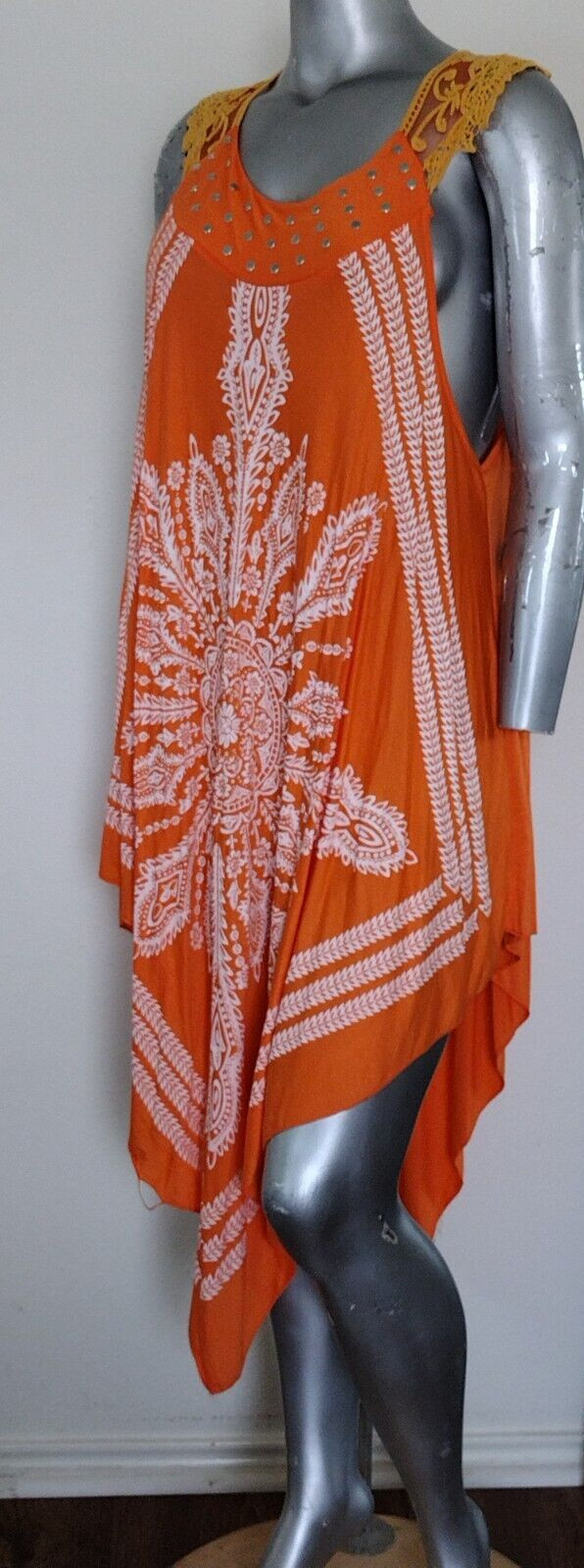 NWT Step in Style Asymmetrical Mandala Dress Size XXL Studded crochet Sleeveless