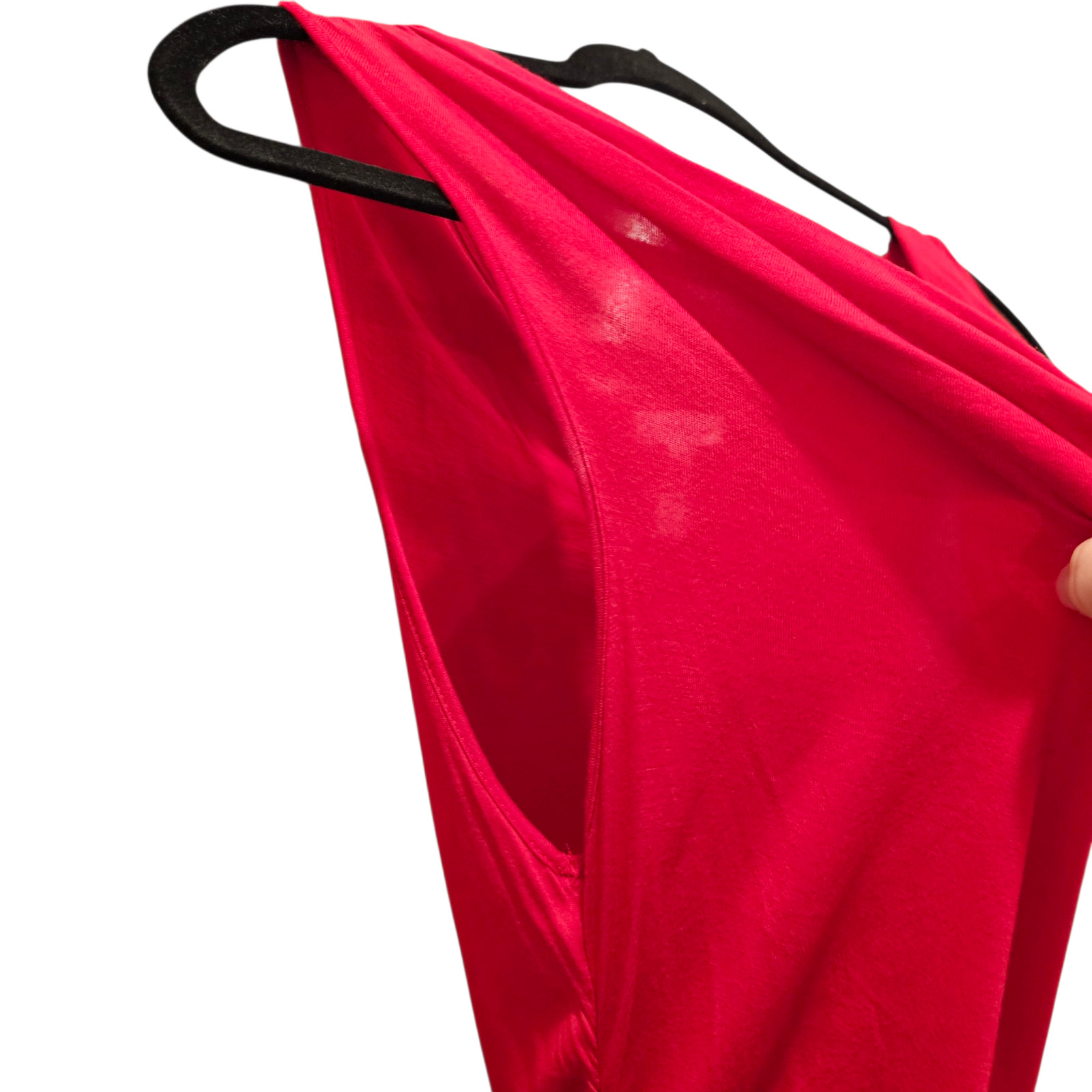 Ambiance Apparel Red Cowl Neck Draped Bodycon Dress Women’s Large Ruched Sides