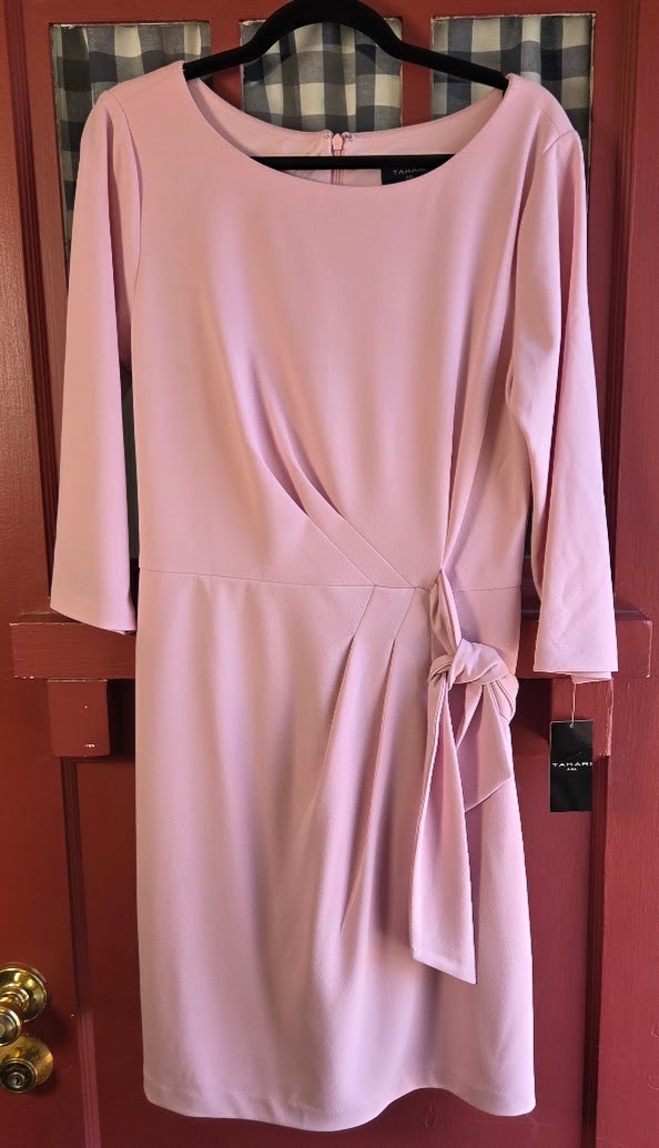 Tahari ASL Women’s Bubble Gum Pink 3/4 Sleeve Career Midi Dress Size 12 NWT