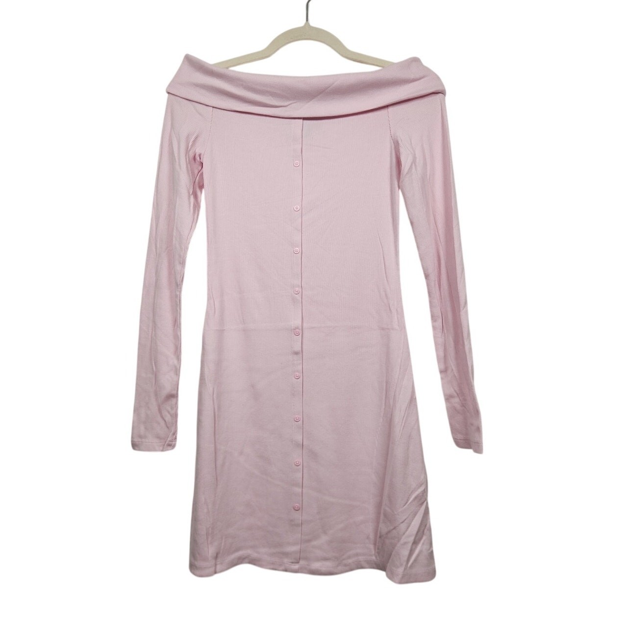 Wild Fable Pink Midi Off Shoulder Dress Lightweight Spring Winter Small Ribbed