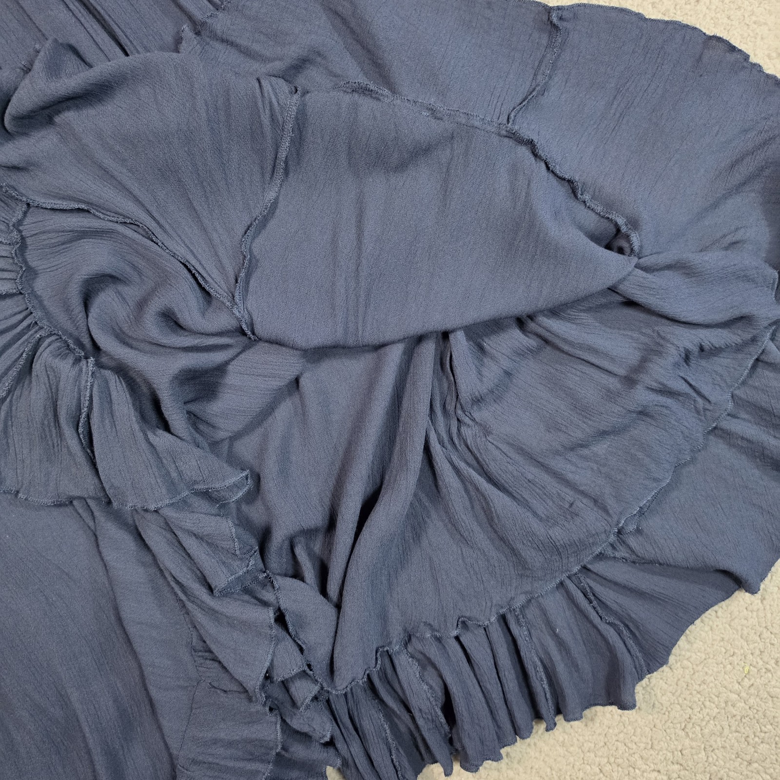Free People FP One Adella Boho Maxi Slip Dress Womens Large Blue Ruffle Strappy