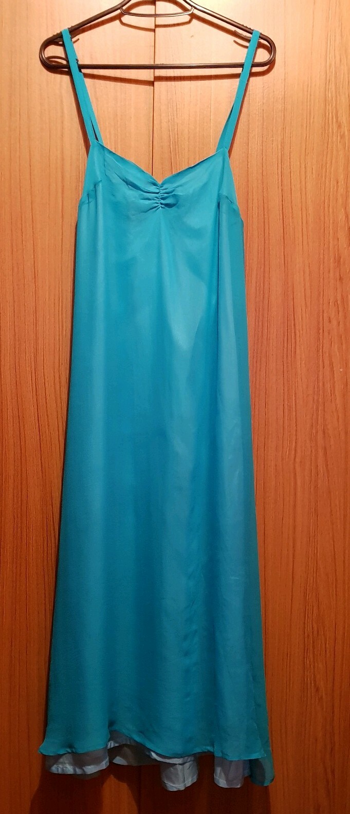 Sii Aqua Green 100%Silk Dress With Silk Lining Size 10 Length is 39 inches