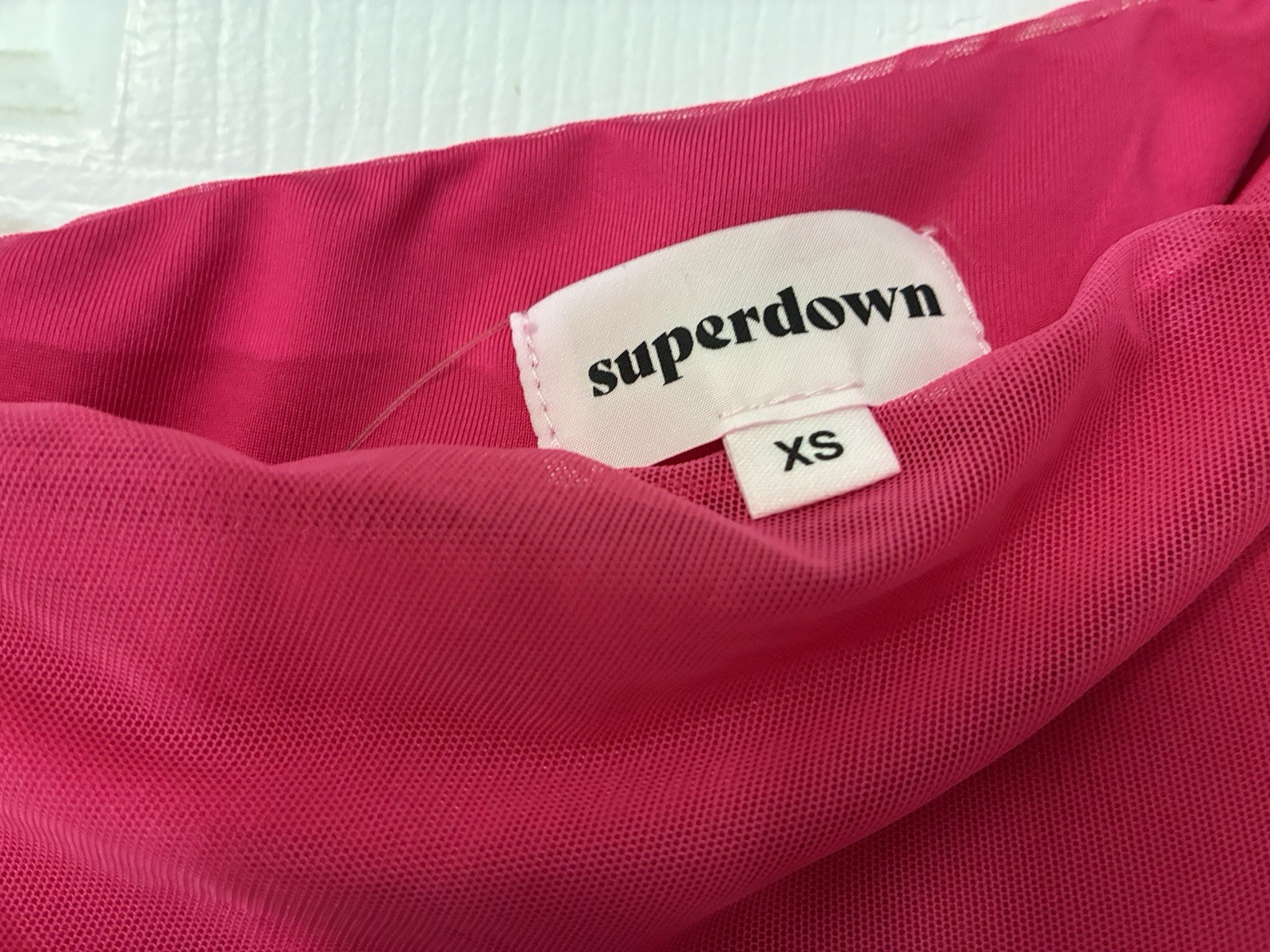 superdown Pink One Shoulder Ruched Sheer Mesh Bodycon Mini Dress XS