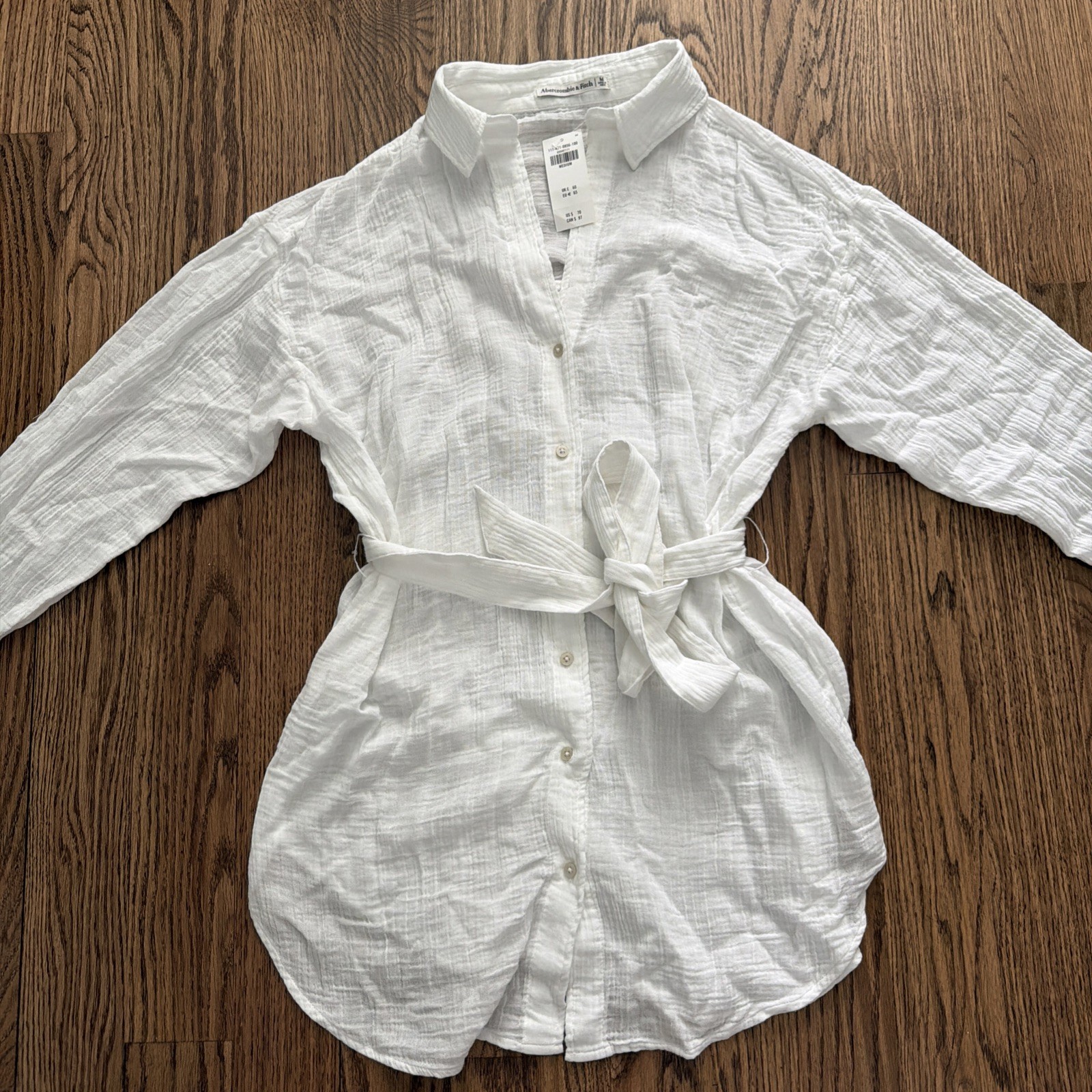 Abercrombie & Fitch White Gauzy Beach Mini Dress Cover up Size M