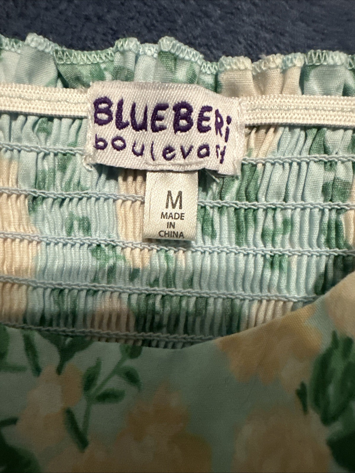blueberi boulevard Lined Sleeveless dress Medium Floral Light Blue Green