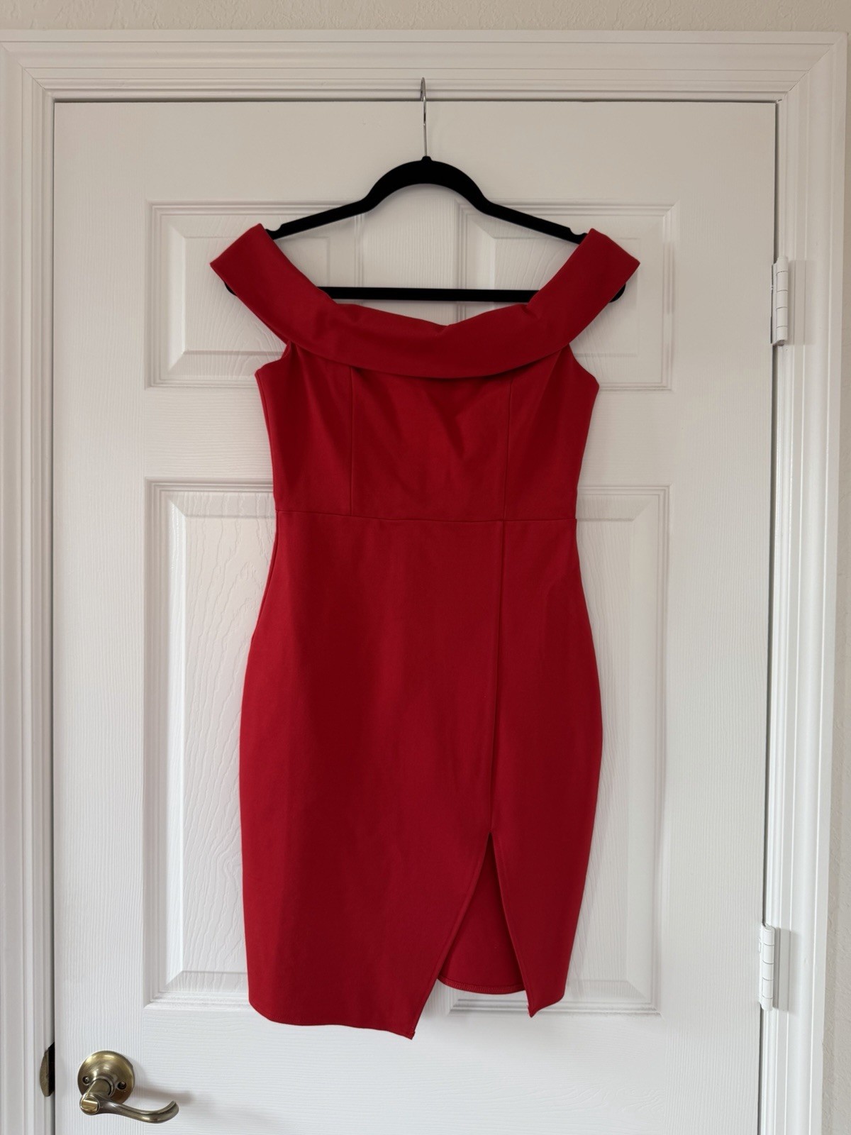 Lulus RED Way Of Love Off-the-Shoulder Bodycon Dress Size Small