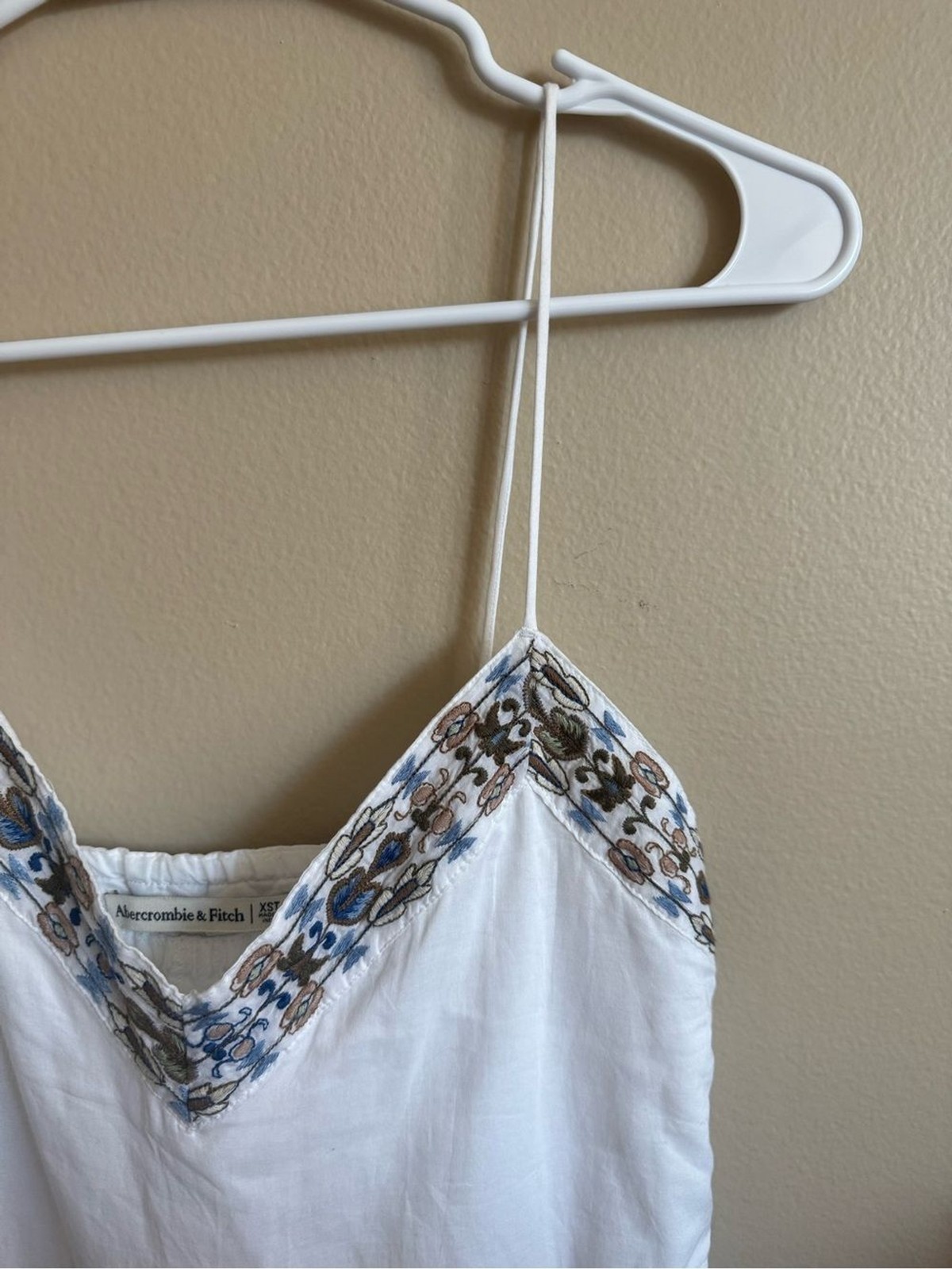 Abercrombie & Fitch White Embroidered Skort Dress V-Neck Spaghetti Strap XS NWT