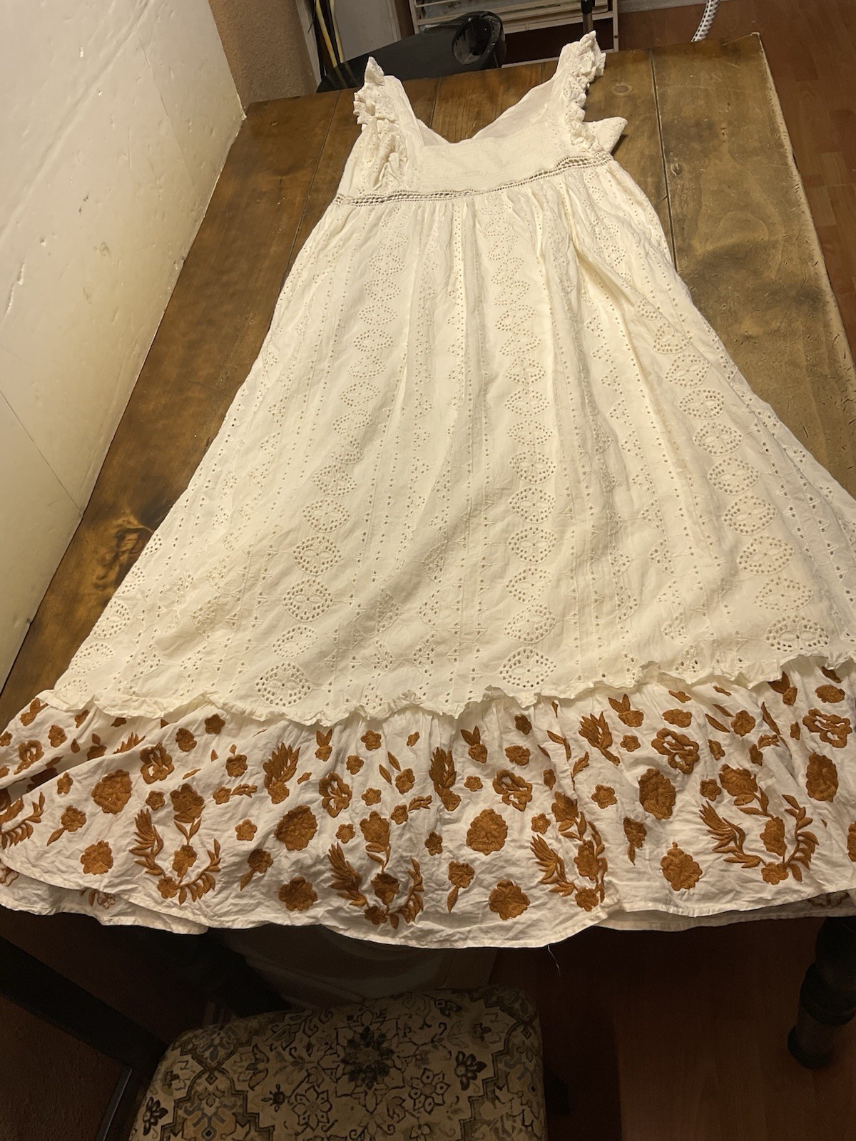 Anthropologie Allison New York Esperanza Embroidered Eyelet Maxi Dress Large