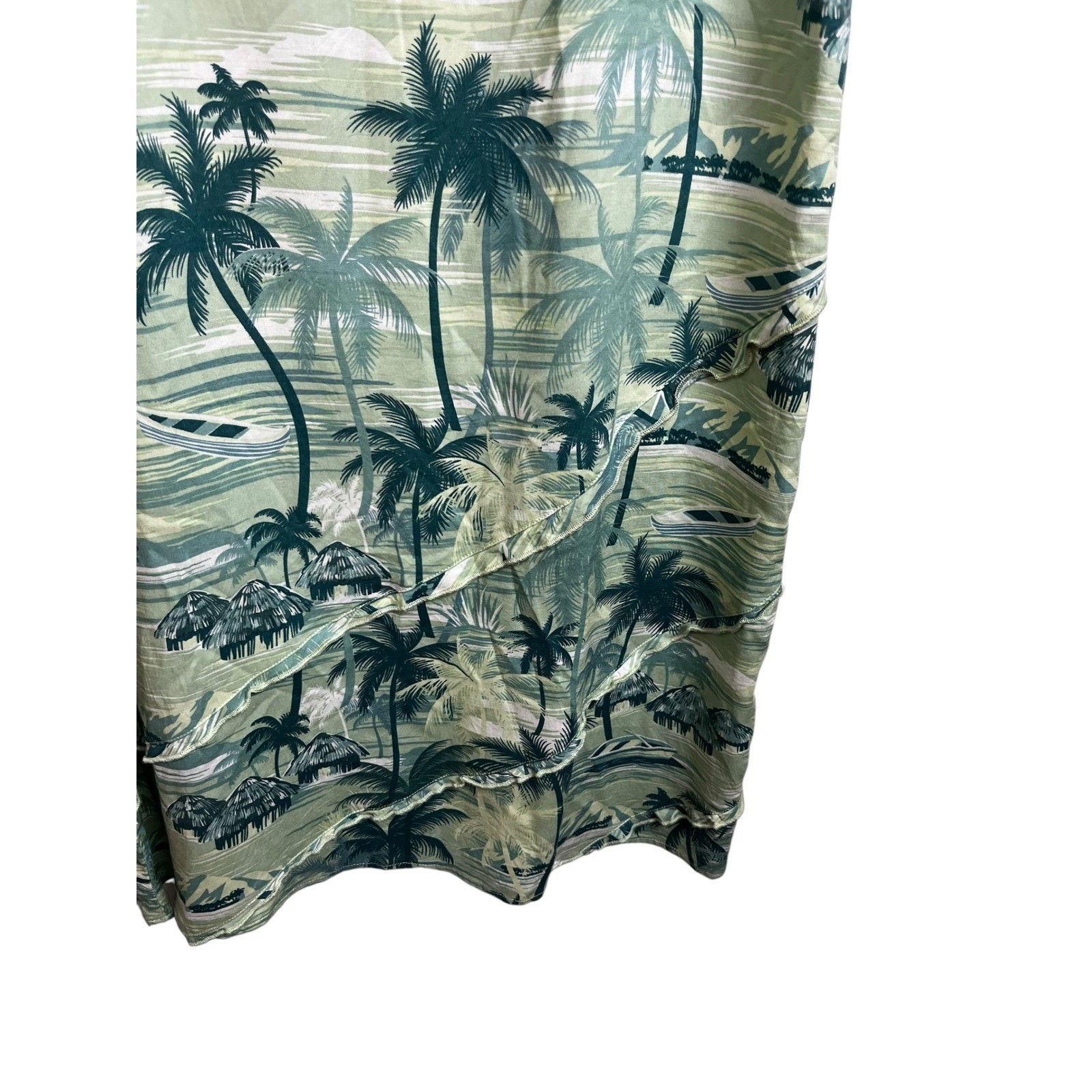Weekend Clothes Line Green Tropical Palm Tree Rayon Maxi Dress M Tropical Beach