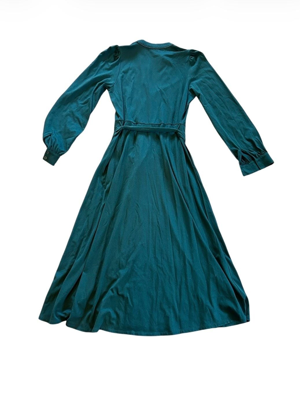 Boden Teal Long Sleeve Button-Front Shirt Dress with Belt