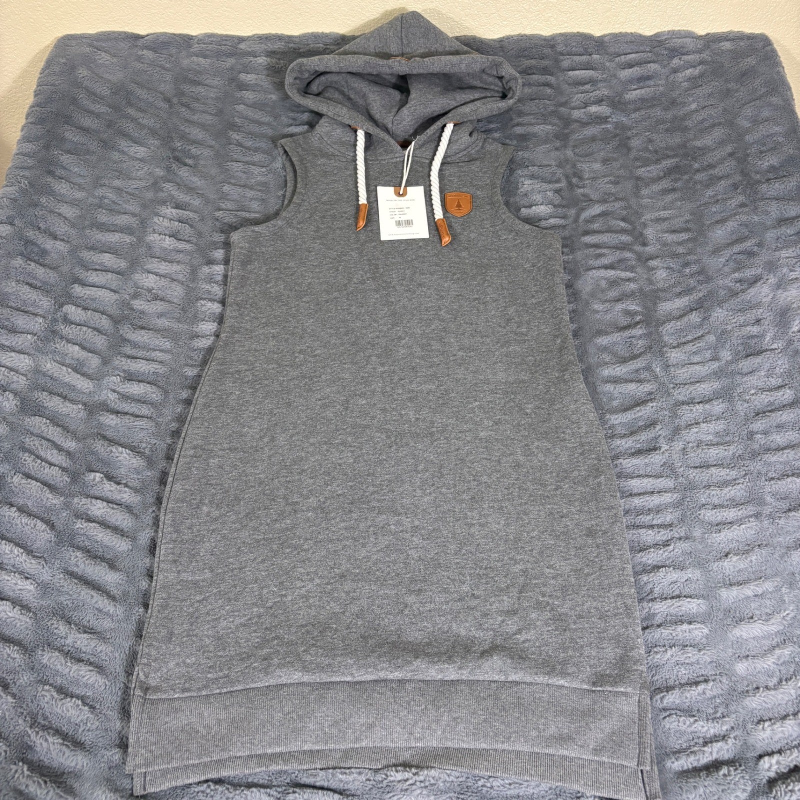 Wanakome Nancy Hoodie Dress Medium Dark Heather Grey Sleeveless 5083 Mens Womens