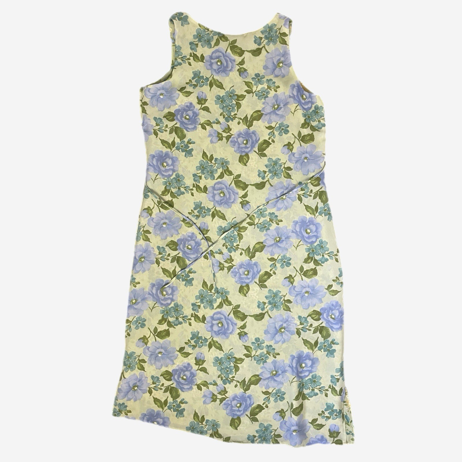 Vintage Y2K Studio Ease Sage green floral column sack midi dress tie back L/XL