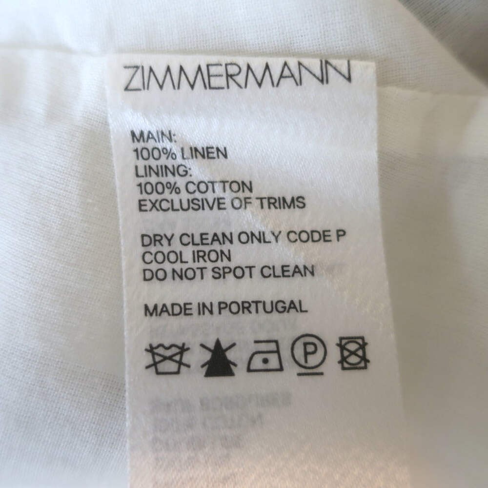 Zimmermann Carnaby Puff Sleeve Mini Dress White Ditsy Floral Print Linen Size 1