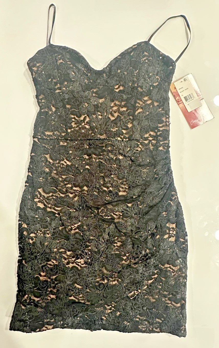 EMERALD SUNDAE Womens Mini Dress Black Pullover Styling XL
