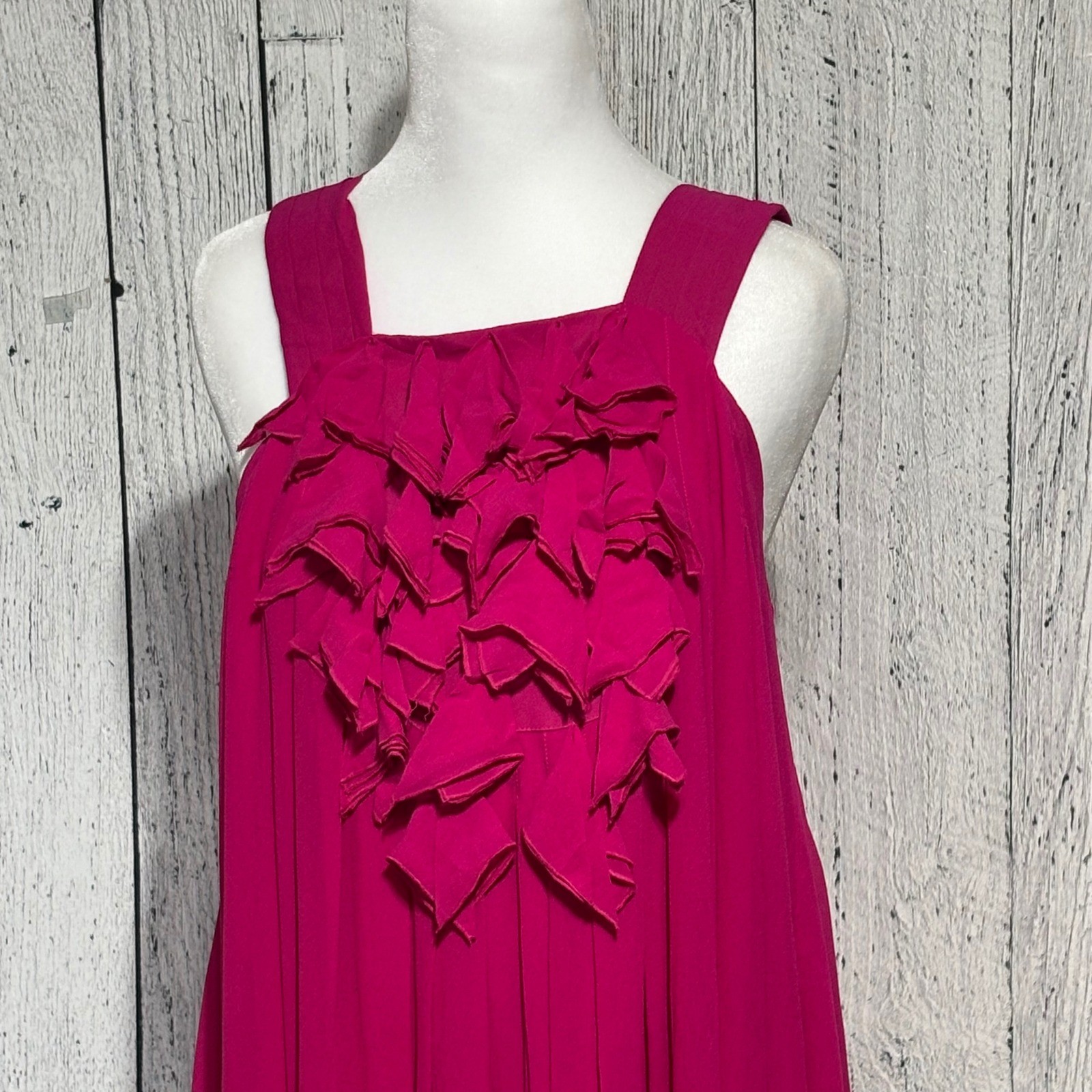 Afterwork MagentaPink Ruffle Front Pleated Sleeveless Cocktail Dress Open Back40