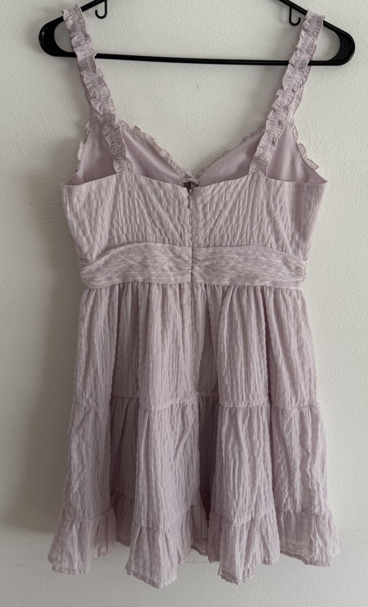 Forever 21 Lavender Tiered Mini Dress Size S Peasant Sweetheart Neckline New