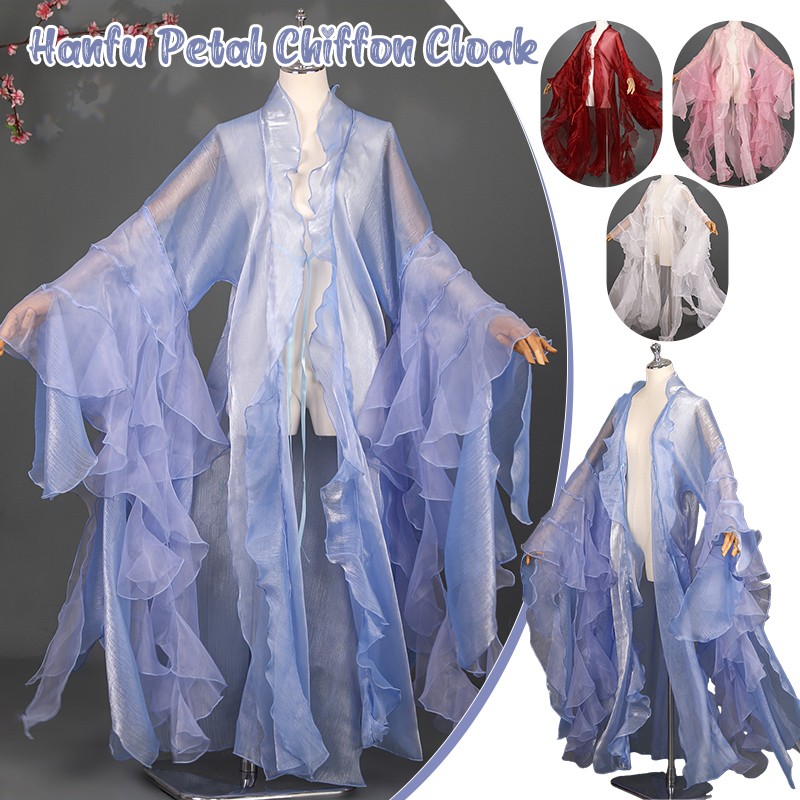 Fairy Hanfu Chiffon Cloak Cardigan Wide Sleeved Coat Wrinkled Chinese Costume
