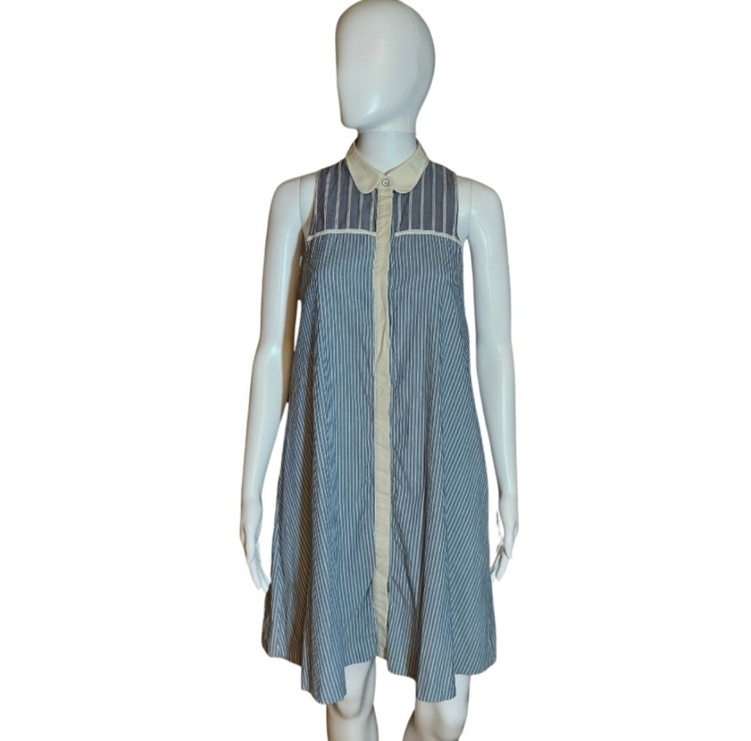 Rag & Bone Sleeveless Hidden Button Striped Shirt Dress With Pockets Size XS