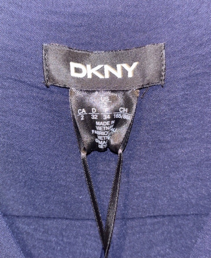 DKNY Navy Sleeveless V-Neck Button Front Belted Pocket Midi Shirt Dress 2