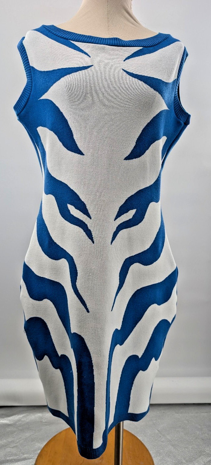 Elhoffer Design Women Knitted Blue/White Sleeveless Shift Dress Size XXXL