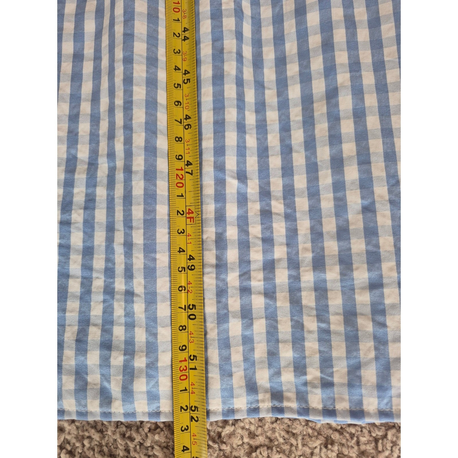 Vila Blue Gingham Maxi Belted Dress Square Neck Puff Sleeve Size US 8
