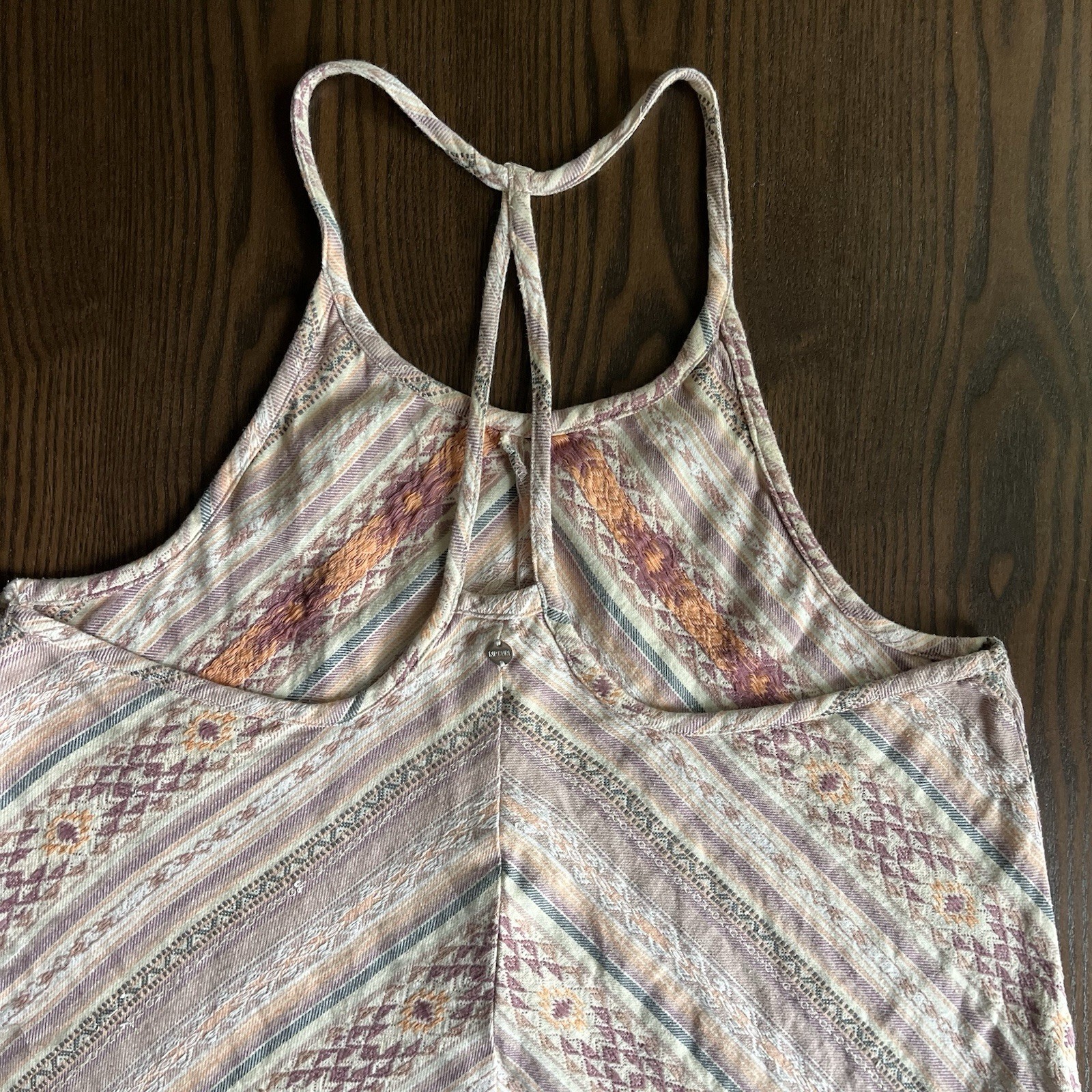 Rip Curl Women’s Geometric Halter Spaghetti Strap Tassel Hem Sleeveless Sundress