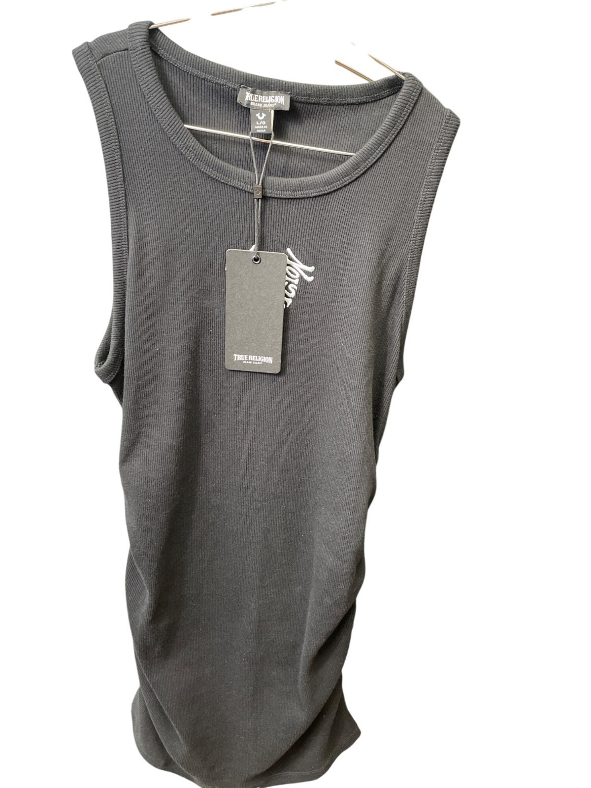 True Religion Womens Black HS Side Ruch Dress Size L SKU 9080