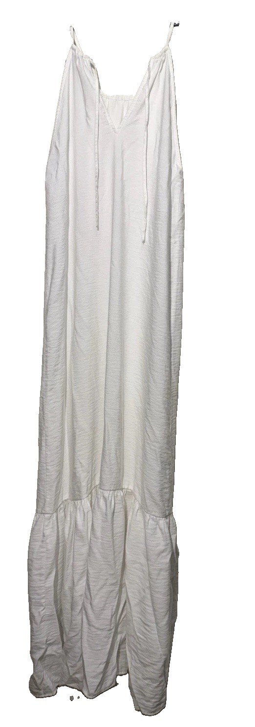 Banana Republic Women’s White Solid Woven Rayon Halter Ruffle Maxi Dress 6