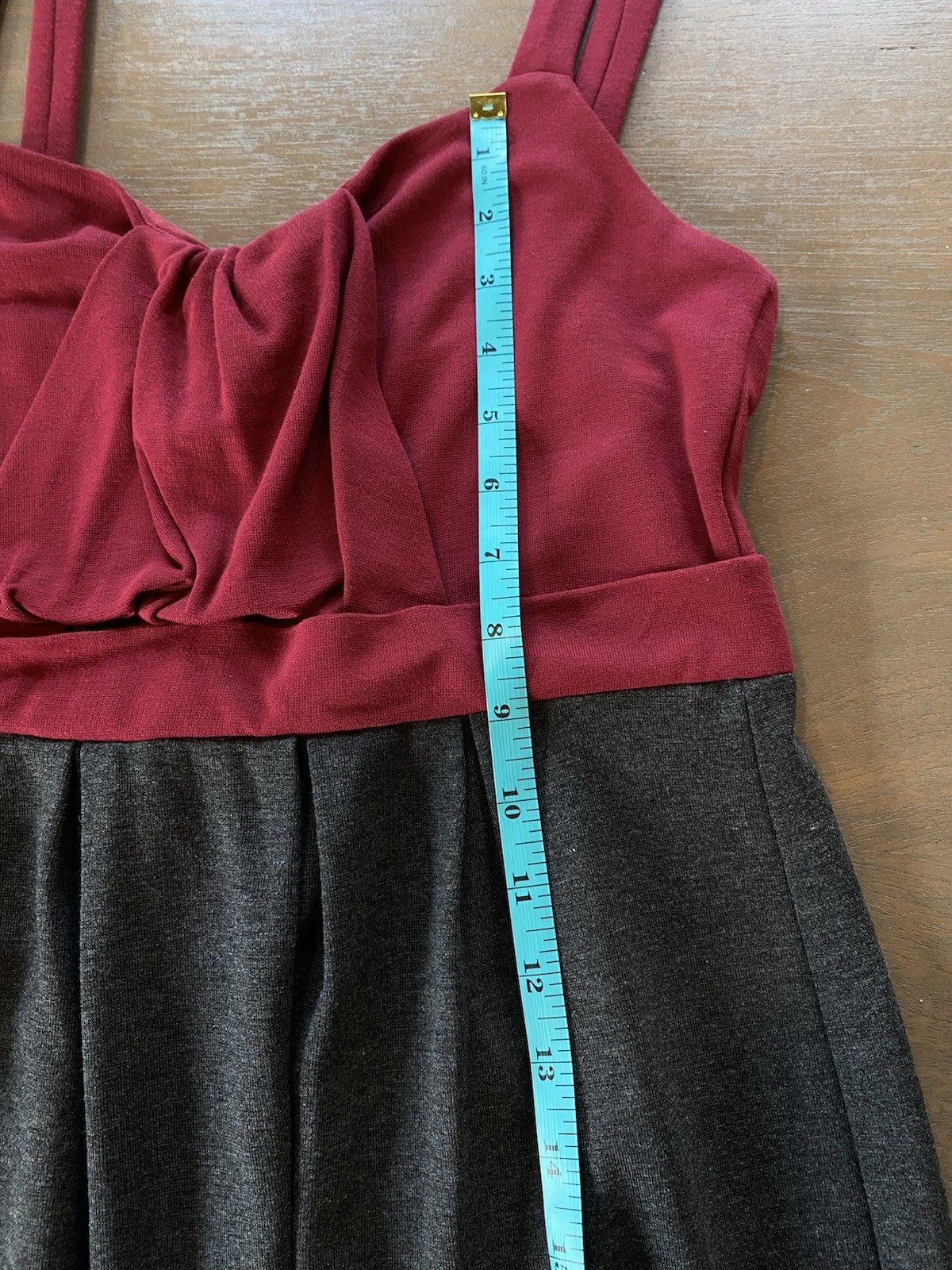 Ella Moss Dress Size Medium Burgundy & Gray Colorblock Front Twist Ruffle Detail