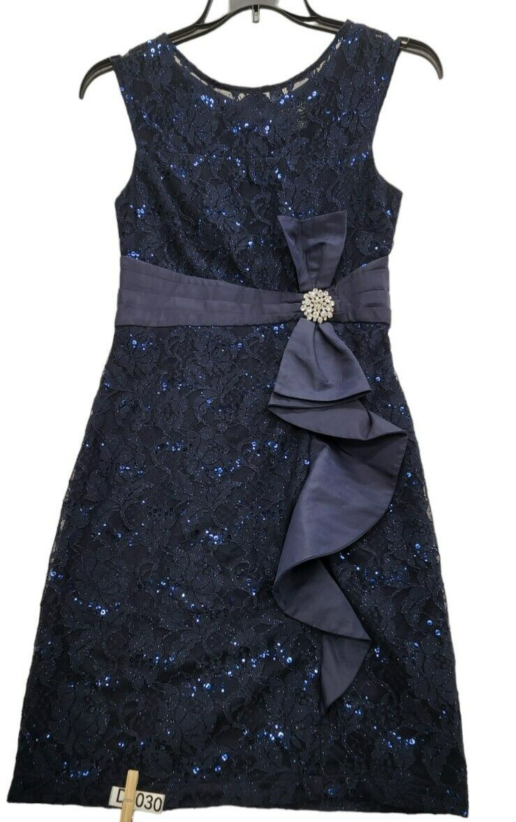 JESSICA HOWARD Women’s Sequined Sheath Dress bow at waist D030