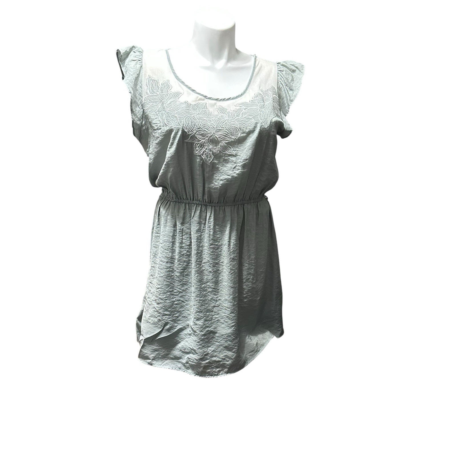 Perch By Blu Pepper Women’s Plus 1XL Teal Short Sleeve Embroidered Knee Dress