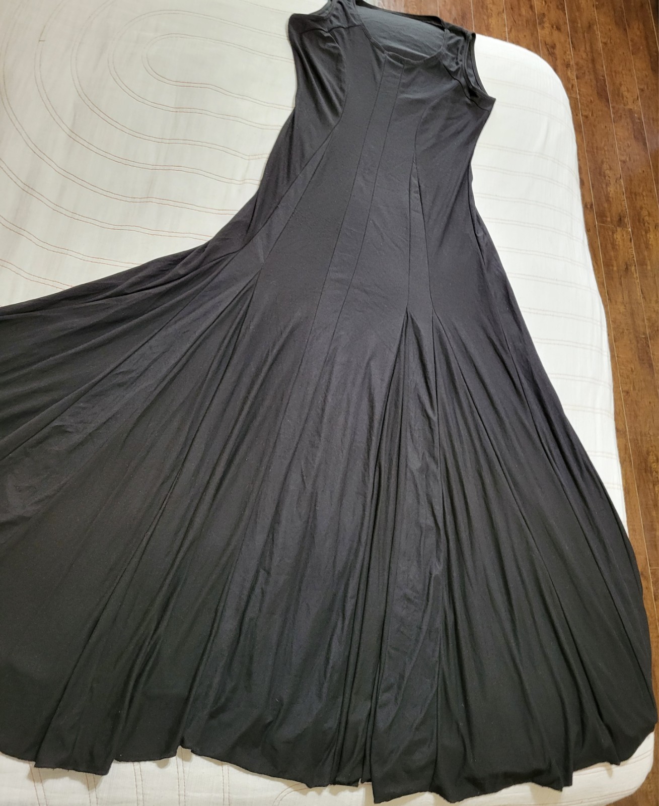 Maxi Dress Architectural Seams Fit Flare Size L Sleeveless Long Skirt