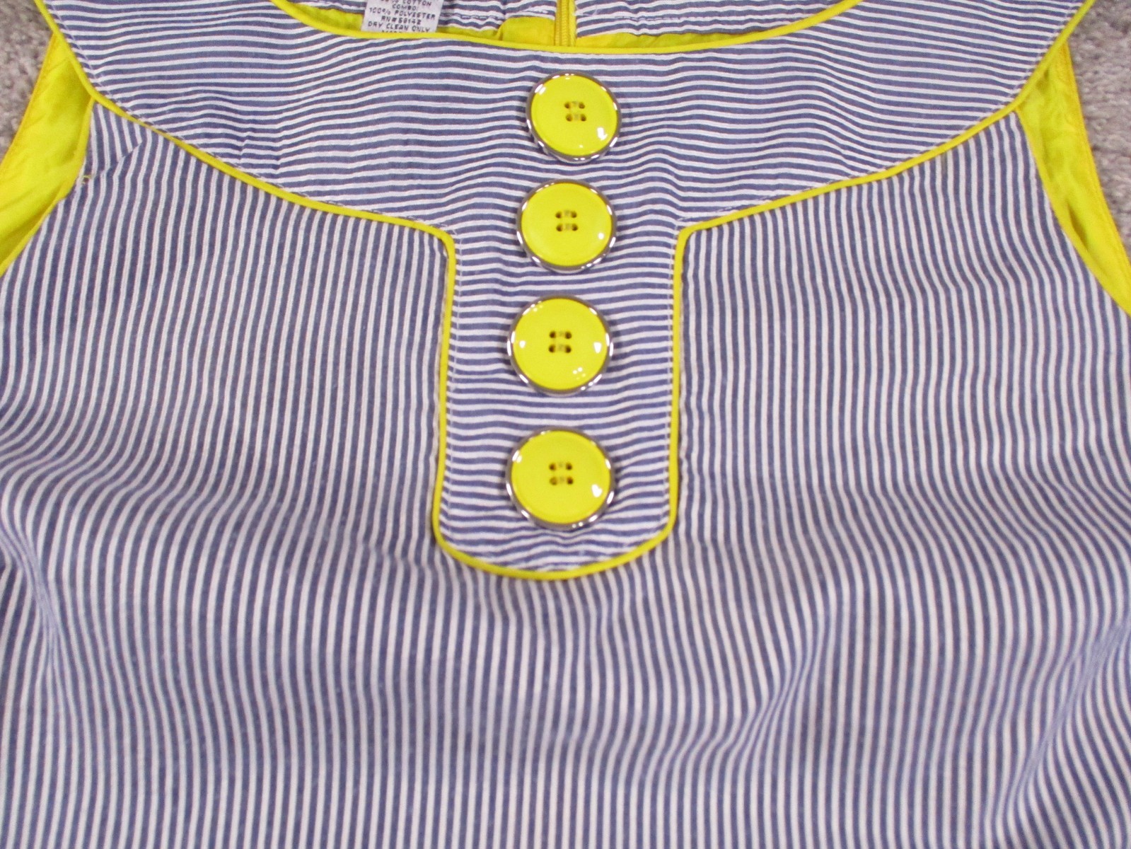 London Style Womens 12 Dress Polyester Cotton Blue Stripe Henley