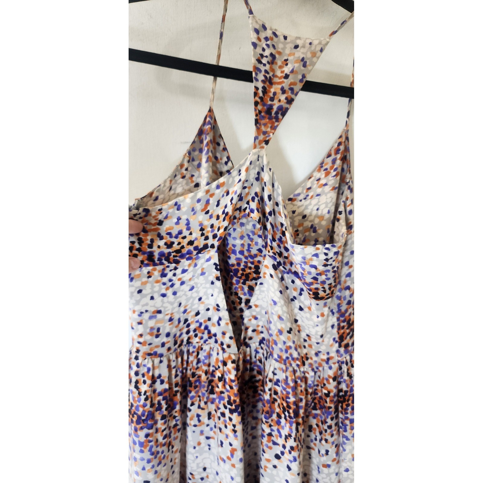 Parker Women Abstract Print Racerback Maxi Dress Purple Orange Multi Size S