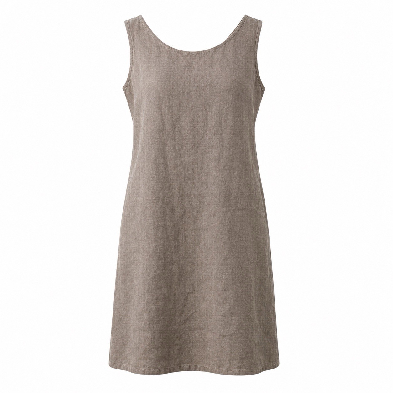 Valentina Naldi 100% Linen Dress Italy Taupe Lagenlook Boho Minimalist Size L